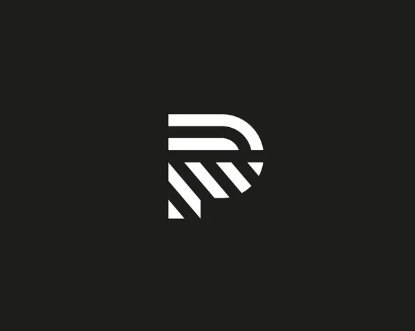 手紙 P ベクトル線ロゴ デザインです。創造的なミニマリズム ロゴ アイコンのシンボル. — ストックベクタ