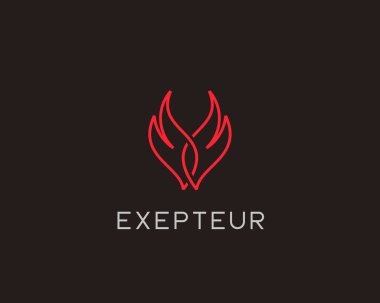 Yangın vektör logo Wings. Satır yangın ızgara logo.