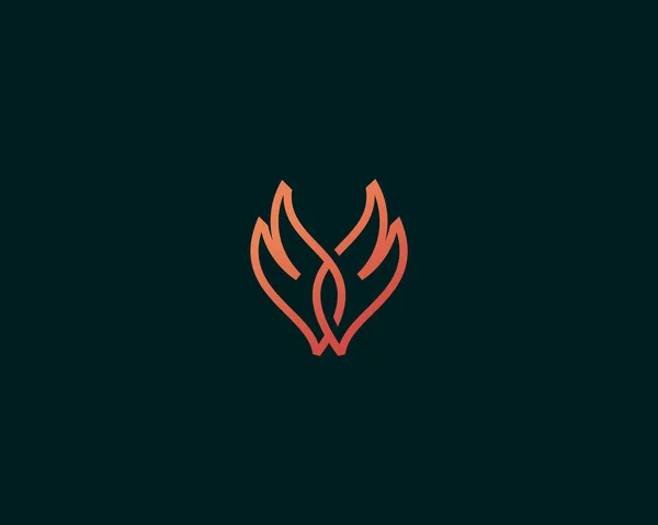 Wings ogień wektor logo. Linia ognia grill logotyp. — Wektor stockowy