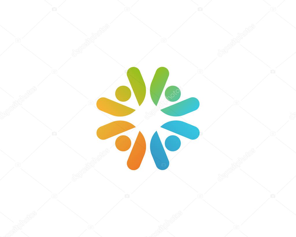 Community people company vector logotype. Teamwork social child care logo.