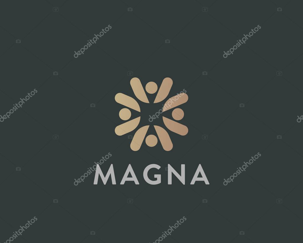 Community people company vector logotype. Teamwork social child care logo.