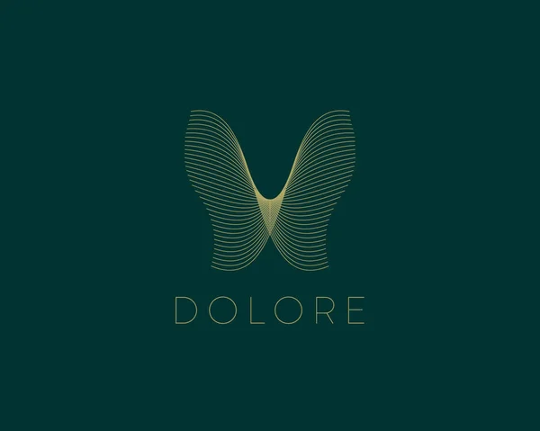 Logotipo vettoriale a farfalla. Design lineare minimale del logo simbolo premium . — Vettoriale Stock