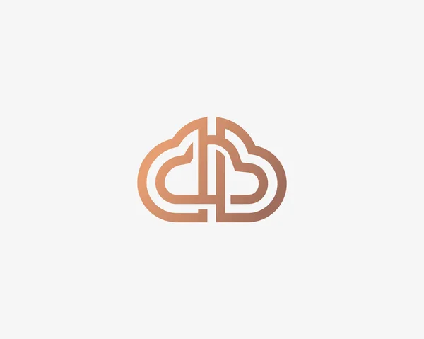 Logotype abstrait de vecteur météorologique nuageux. Logo de stockage de données Creative Line. Deux nuages entrelacés — Image vectorielle