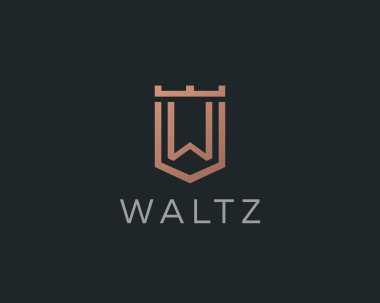 Premium monogram harf W baş harfleri logotipi. Zarif kalkan taç vektör logosu.