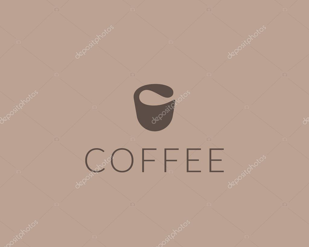 Coffee vector logo. Cup bean icon logotype