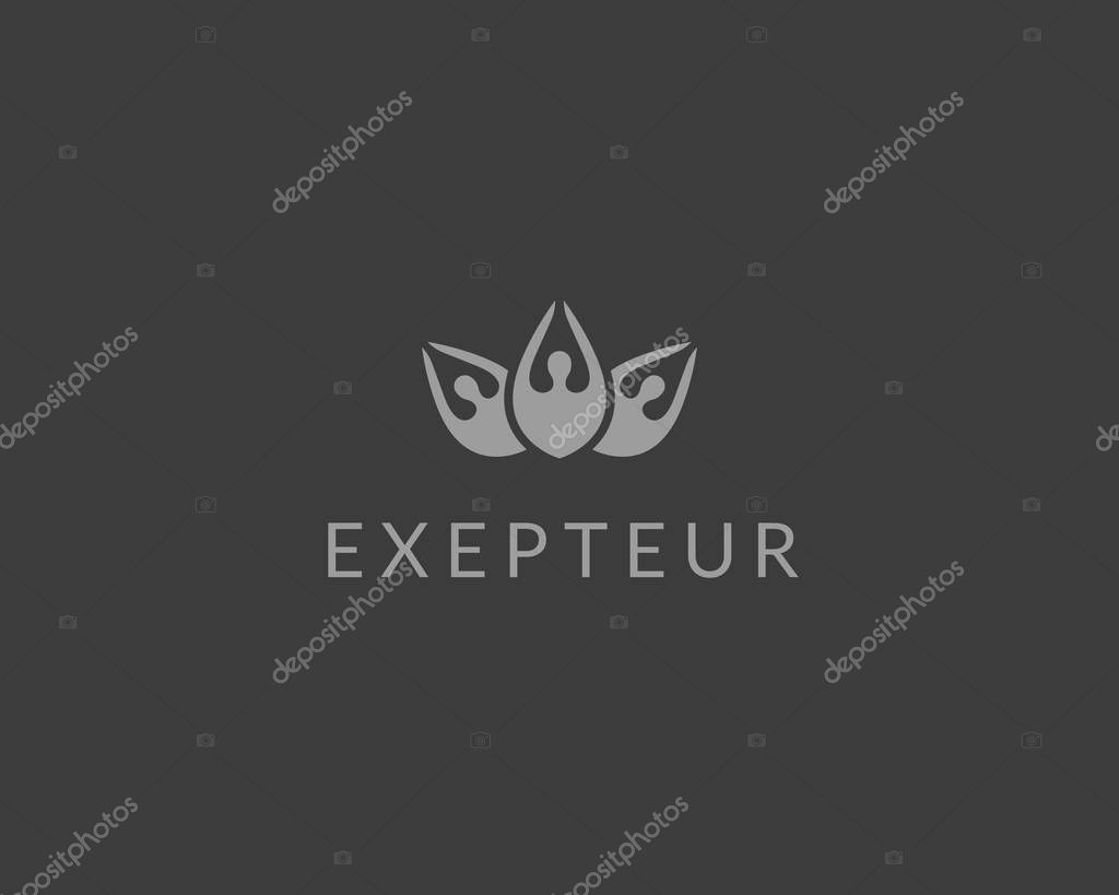 Abstract flower people logo. Crown lotus vector logotype