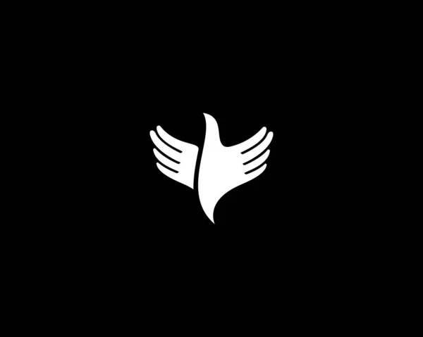 Mains oiseau logo design. Doigts ailes colombe liberté vecteur logotype — Image vectorielle