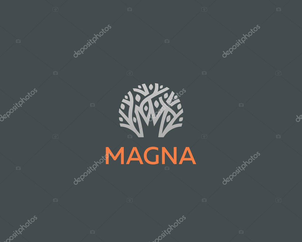 Abstract royal tree vector logo icon. Park nature crown logotype