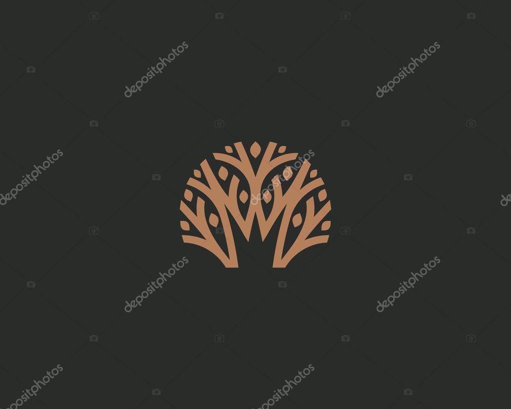 Abstract royal tree vector logo icon. Park nature crown logotype