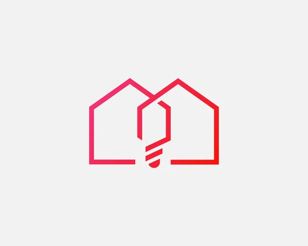 Ikona logo House Bulb projekt abstrakcyjny nowoczesny minimalistyczny styl ilustracji. Strona główna twórczy wektor emblemat znak symbol znak logotyp — Wektor stockowy