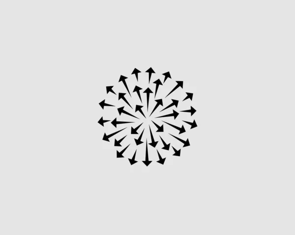 Frecce astratte cerchio logo icona design moderno stile minimale illustrazione. Fuochi d'artificio 3D sfera vettoriale emblema segno simbolo marchio logotipo — Vettoriale Stock
