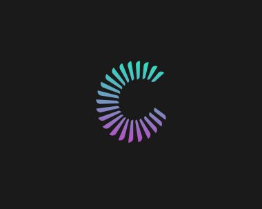 Soyut renk harfi C logo simgesi tasarımı modern minimal biçim illüstrasyonu. Alfabe ögesi vektör amblemi işaret logotype
