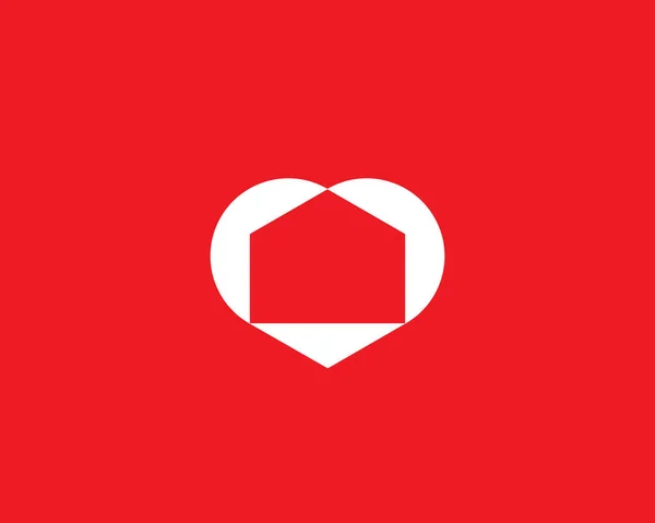 Abstrakcyjny dom w sercu logo ikony projektowania nowoczesny minimalistyczny styl ilustracji. miłość do domu negatywne miejsca wektor godło znak symbol znak logotyp — Wektor stockowy