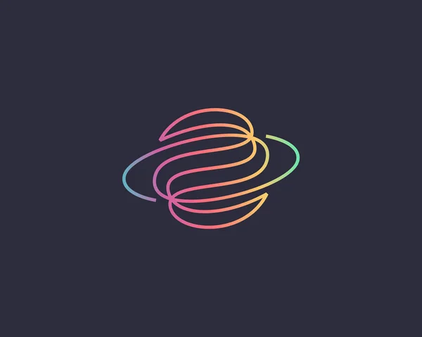 Desain logo planet vektor abstrak. Simbol ikon linear vortex kurl spiral logotype. - Stok Vektor