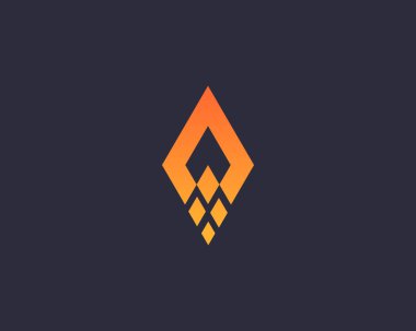 Soyut roket oku eşkenar dörtgen logo tasarım şablonu. Yaratıcı modern simge işareti. Evrensel hız başlama işareti vektör logosu başlatılıyor