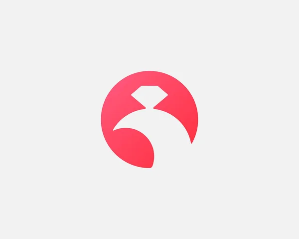 Logotipo de pavão silhueta abstrata com design de vetor de ícone de logotipo de diamante. Pássaro decorativo simples, pavão em círculo símbolo logotipo do vetor — Vetor de Stock