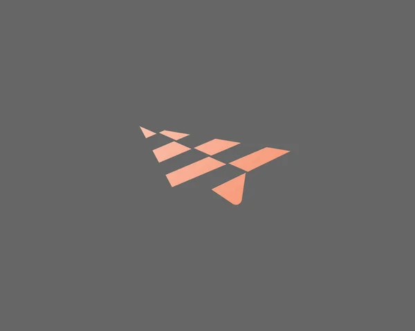 Abstract pijl papier vliegtuig vliegtuig logo pictogram ontwerp moderne minimale stijl illustratie. Beweging snelle levering vector embleem teken symbool merk logotype. — Stockvector