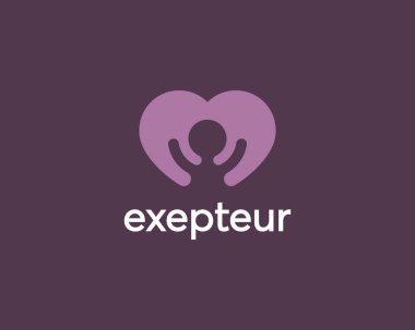 Mutlu adam silueti basit logo ikonu tasarımı. Kalp bakımı vektör amblemi işaret logotype