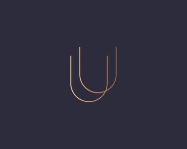 Soyut gradyan doğrusal monogram harfi U logo ikonu tasarımı modern minimal biçim illüstrasyonu. Premium alfabe vektör çizgisi amblem işareti işareti logotype
