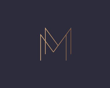 Soyut doğrusal harf M logo simgesi tasarımı modern minimal biçim illüstrasyonu. Premium vektör çizgisi amblemi işaret logotype