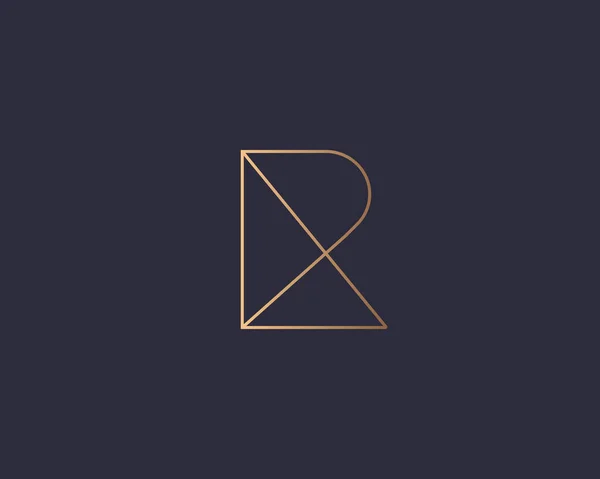 Bokstav R logotyp monogram, minimal stil identitet ursprungliga logotyp märke. Golden gradient parallella linjer vektor emblem logotyp för visitkort initialer inbjudningar ect. — Stock vektor