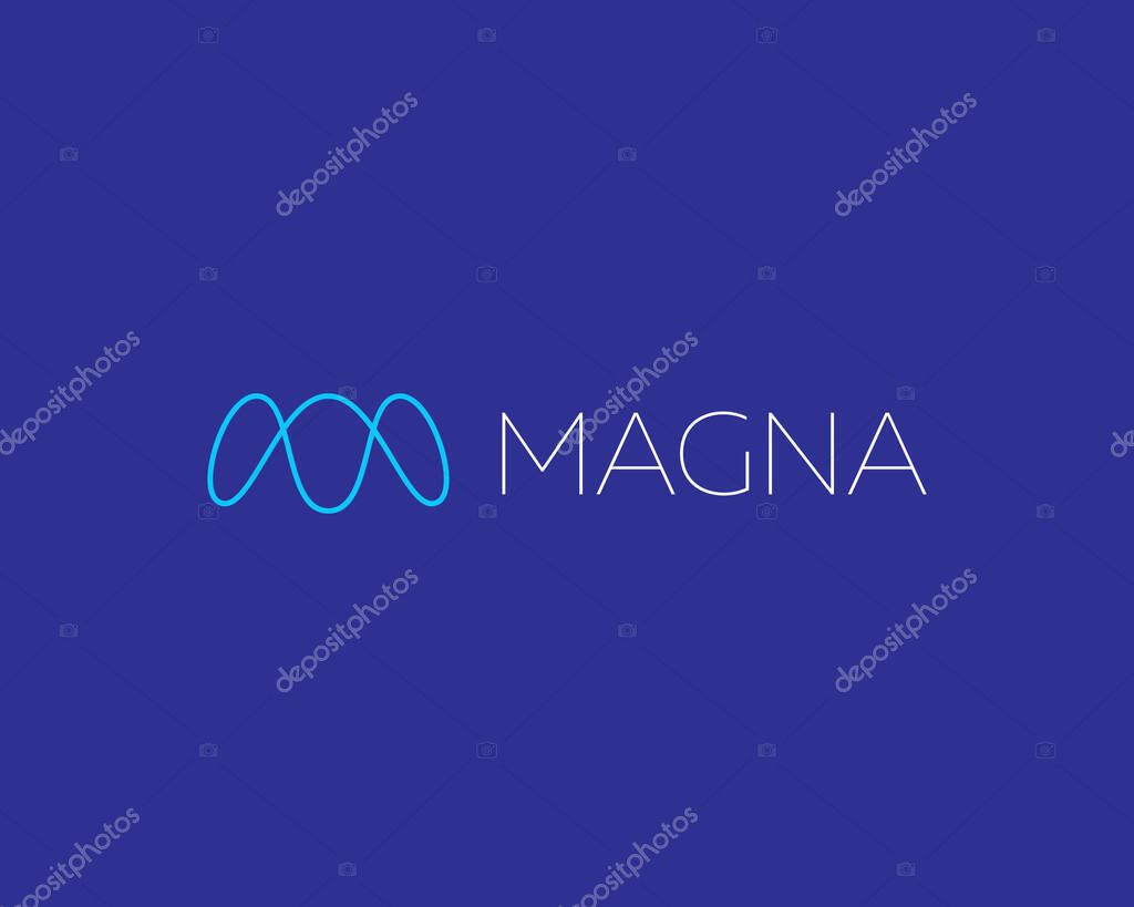 Abstract linear monogram letter M logo icon design modern minimal style illustration. Graceful waves sound voice logotype