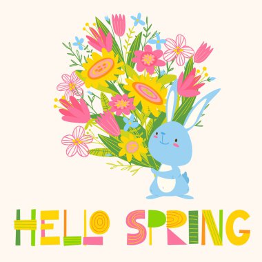 şirin Paskalya kartı, vektör çizim 