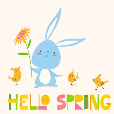 şirin Paskalya kartı, vektör çizim 