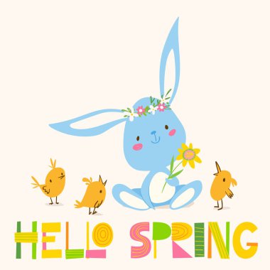 şirin Paskalya kartı, vektör çizim 