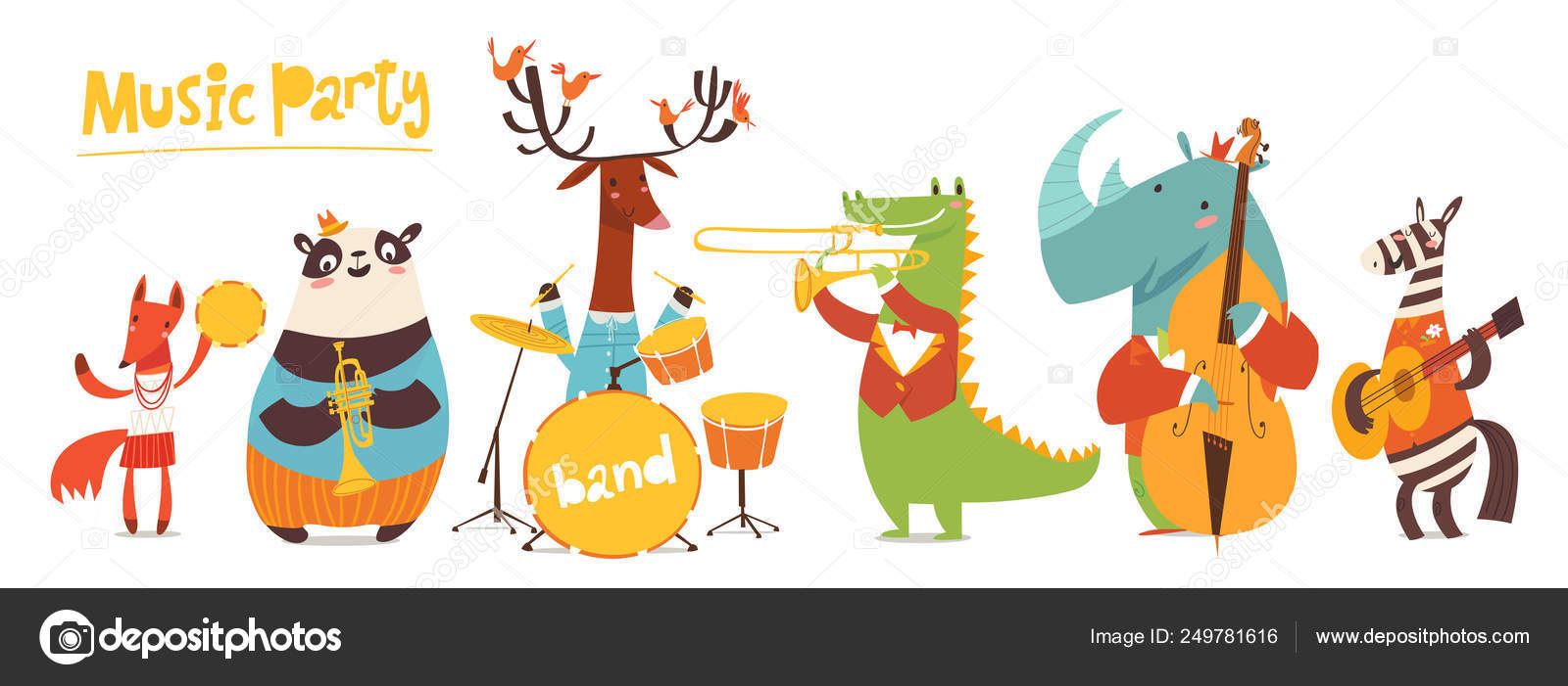 Animals with instruments Vector Art Stock Images | Depositphotos
