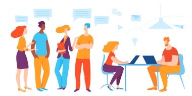 Ofiste çalışan yaratıcı çizgi film iş adamları