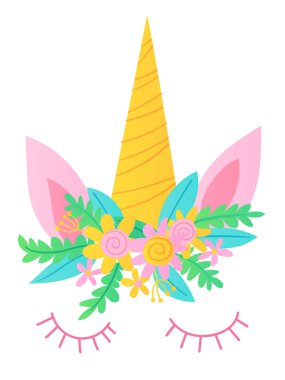 Çizgi film sihirli unicorn karakteri ve motivasyon metin ile sevimli vektör kartı