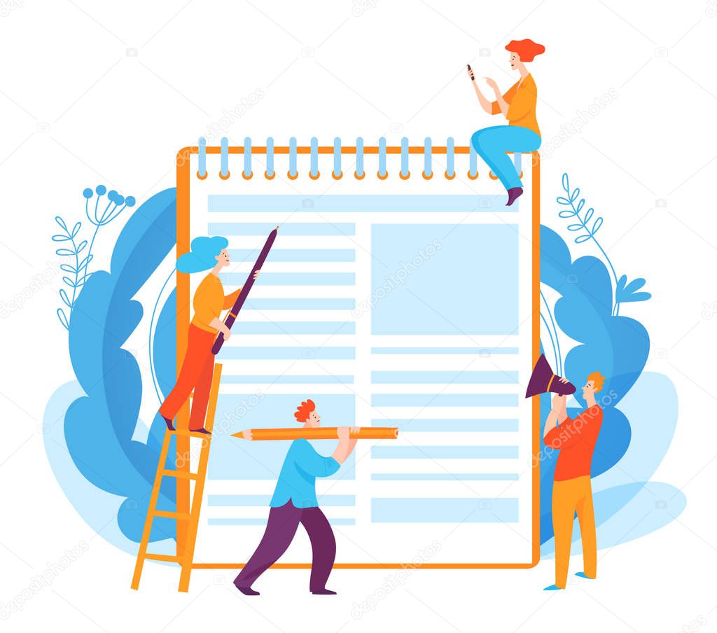 Colorful creative poster with work team concept on white background 