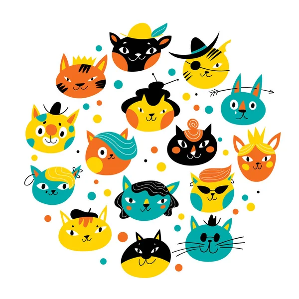 Lindo diseño vectorial con personajes de gatos — Archivo Imágenes Vectoriales