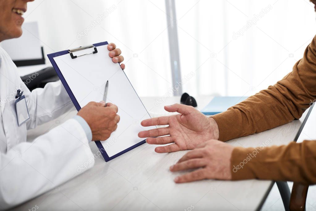 Filling out patient card is an important and responsible action