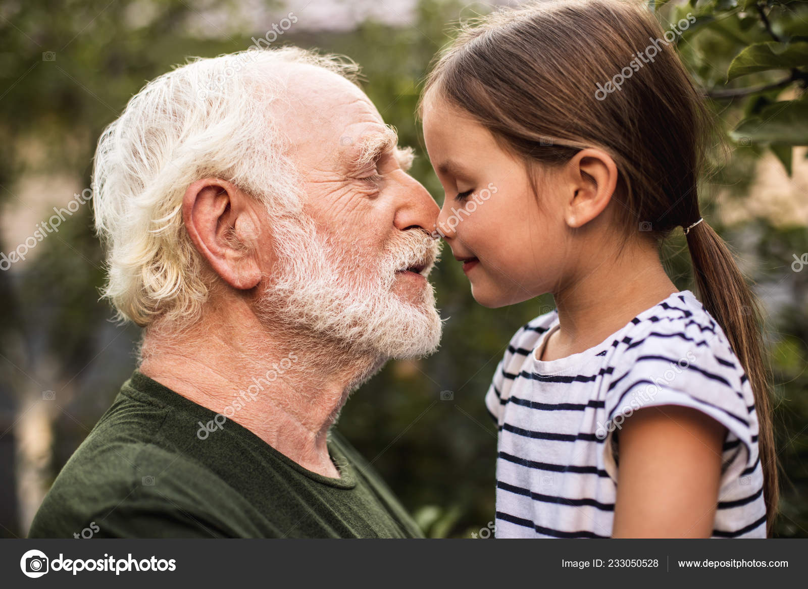 Granddaughter Touching Granddad Granddaughter Touching Granddad