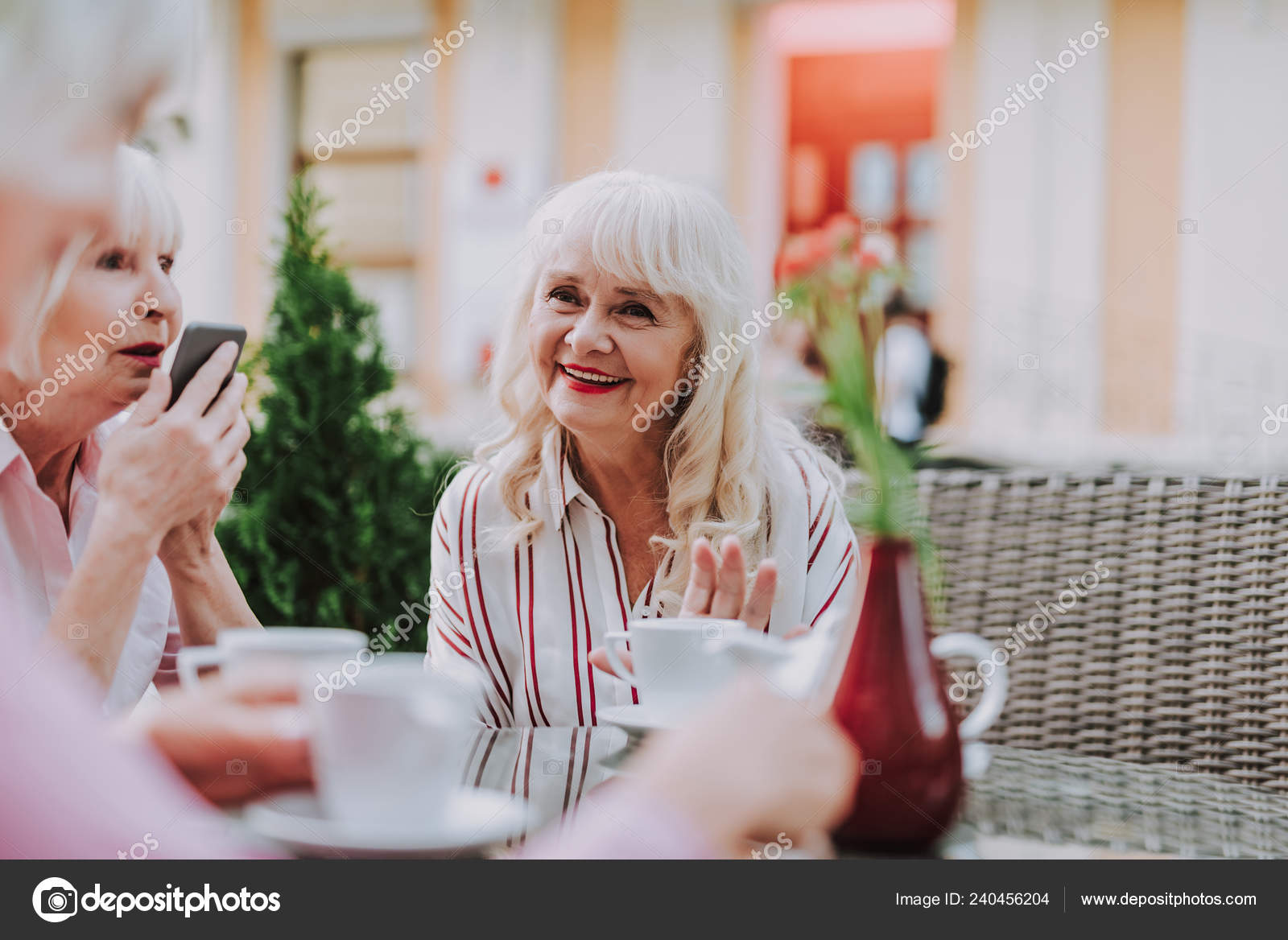 Beautiful Older Women Having Rest In The Cafe Stock Photo