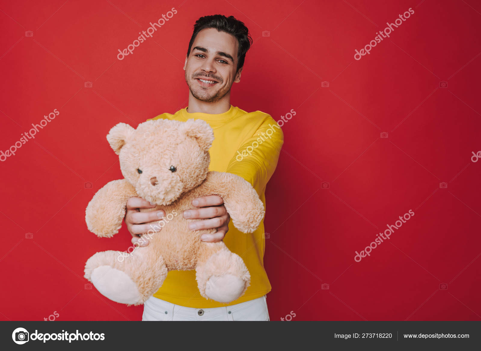 Little Cute Girl with Big Teddy Bear Stock Photo - Image of childhood,  little: 145296942