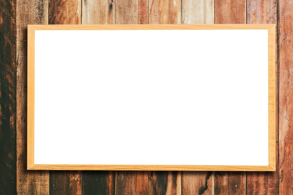 Mock Blank Wooden Picture Frame Wooden Wall — Stock Photo, Image