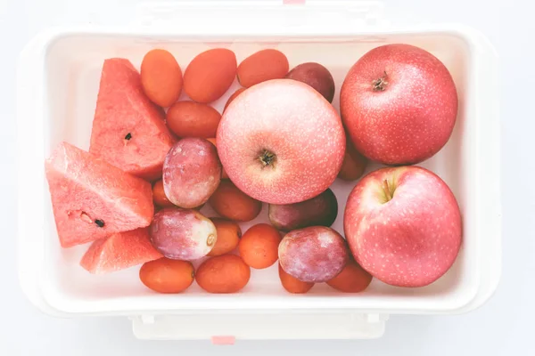 Frutas Frescas Fundo Branco Alimentação Saudável — Fotografia de Stock
