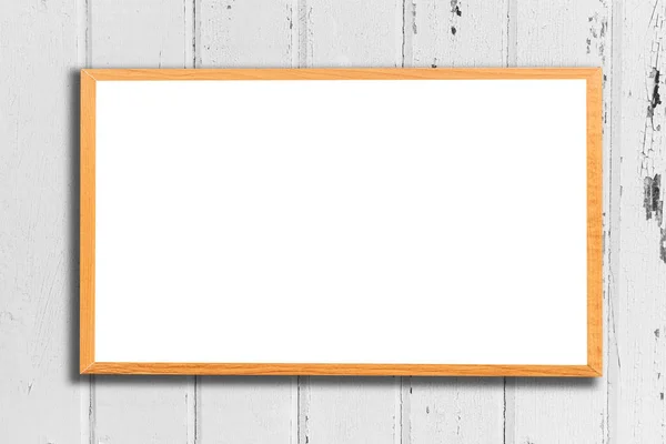 Mock Blank Wooden Picture Frame Wooden Wall — Stock Photo, Image