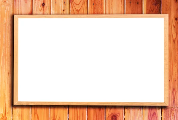 Mock Blank Wooden Picture Frame Wooden Wall — Stock Photo, Image