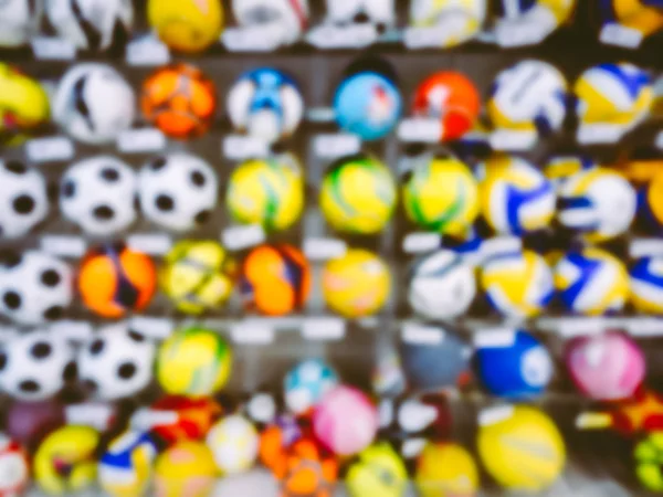 Soccer balls inside  Sport Store blurred background