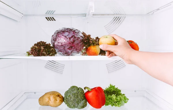 Kylskåp Friska Frukter Och Grönsaker — Stockfoto