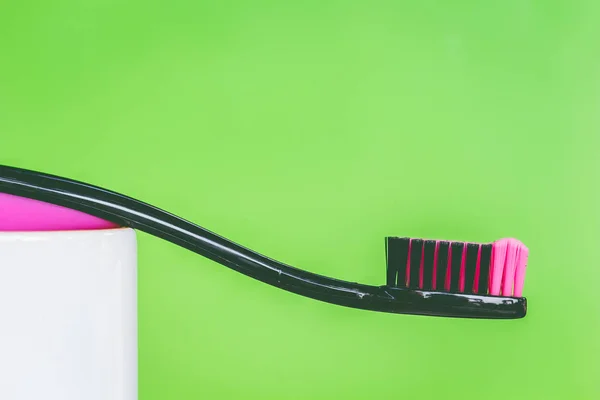 Toothbrush Green Background — Stock Photo, Image
