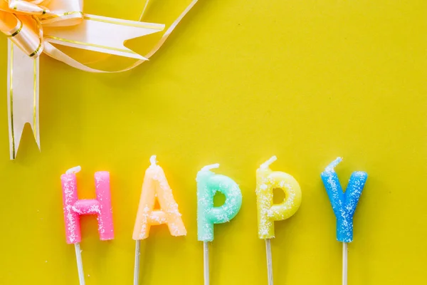 Velas Colores Con Texto Feliz Cumpleaños — Foto de Stock