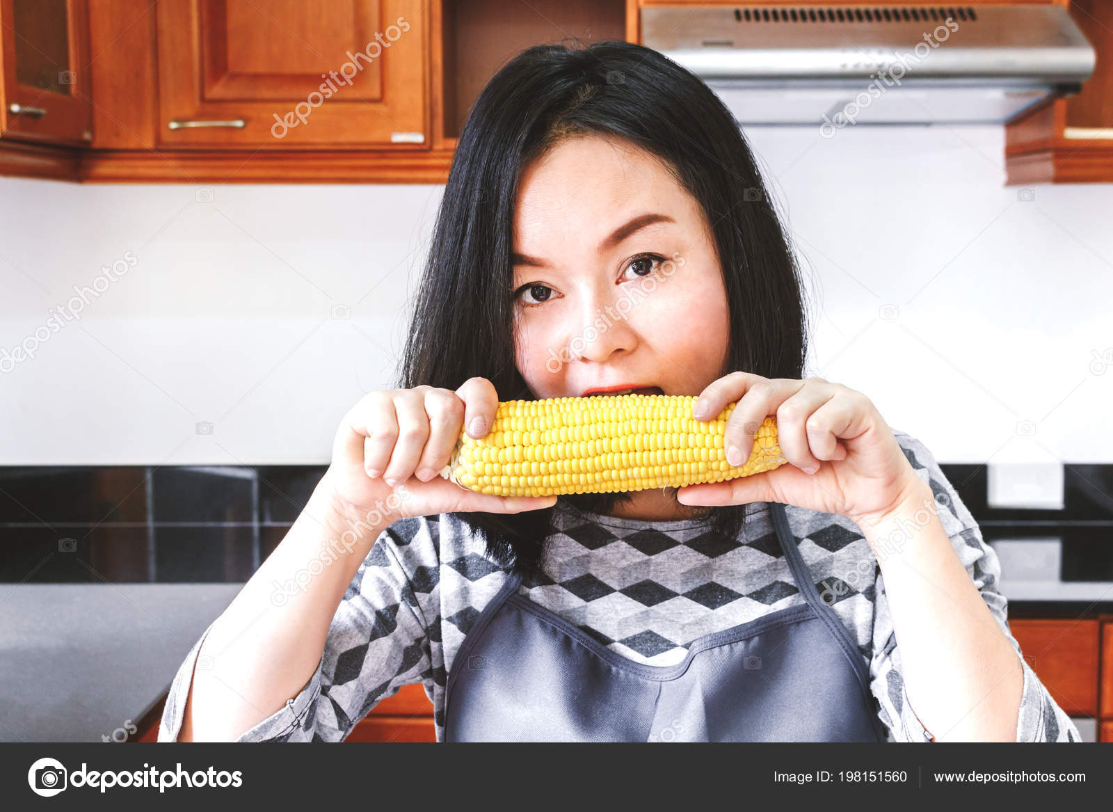 Woman Cooking Corn Kitchen Stock Photo C Assumption111 198151560