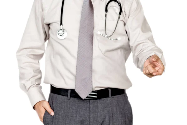 Läkare Med Stetoskop Isolerat Vitt — Stockfoto