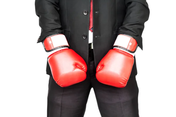 Businessman Boxing Gloves Isolated White Background — Stock Photo, Image