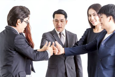 İş takım çalışması başparmak sırıtmak